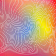 Red, Yellow, Blue Relief Background With Optical Illusion Of Distortion.