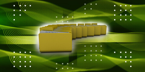 Poster - 3d rendering folder with documents