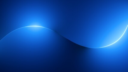 3d render, abstract blue neon background with glowing smooth wavy line