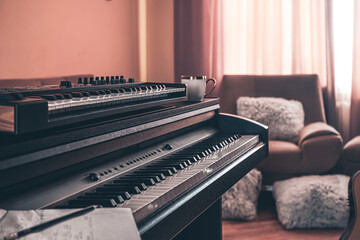 Wall Mural - Electronic piano in the interior of the room.