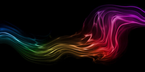 Wall Mural - Abstract colorful spectrum light liquid fluid or smoke flowing isolated on black background