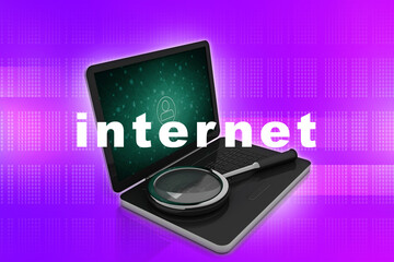 Poster - 3d rendering Laptop search concept
