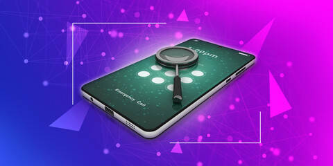 Poster - 3d rendering mobile phone search
