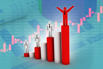 Poster - 3d rendering business man with pie graph
