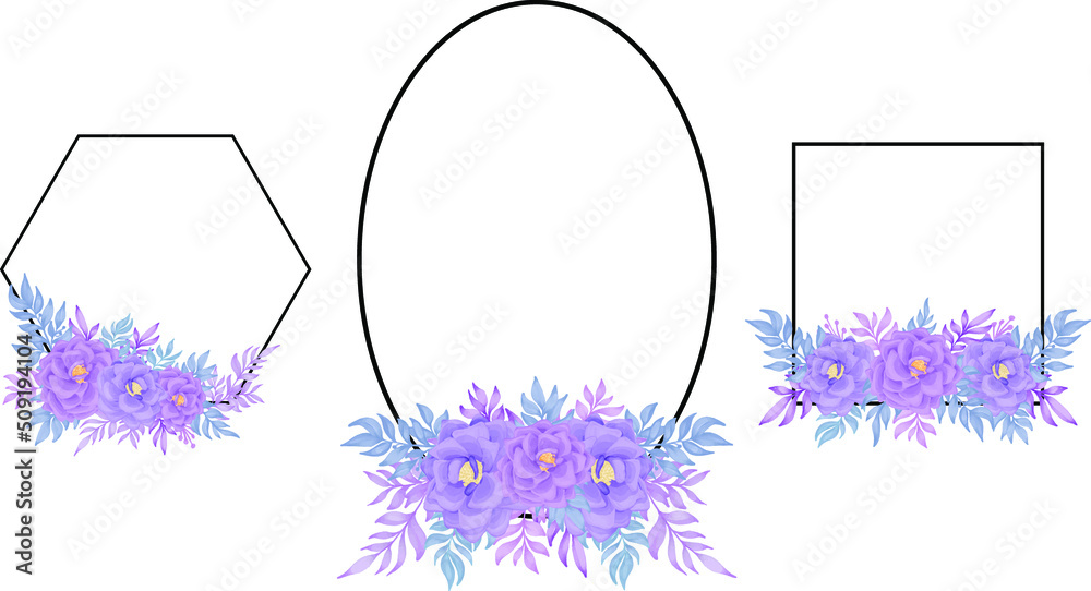 purple rose flower frame watercolor decoration Stock Vector | Adobe Stock