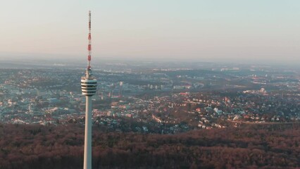 Wall Mural - TV Tower in Stuttgart, Germany during sunset