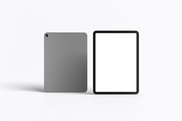 Fototapete - Tablet with empty screen isolated on white background, for present advertising product on tablet screen