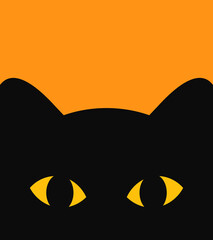 Canvas Print - Black cat face Halloween card background.