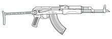 Vector Illustration Of An AK Assault Rifle With An Extended Stock