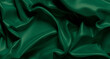 Blank green crumpled glossy fabric material mockup, top view