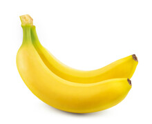 Bananas Isolated. Ripe Yellow Bananas On A White Background. Fresh Fruits.