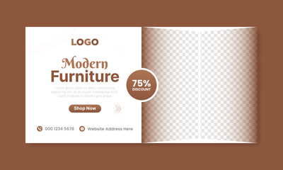 Minimal furniture web banner template and web advertising