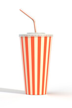 Fast Food Cola Drink Cup And Drinking Straw