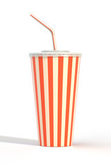 Fast food cola drink cup and drinking straw