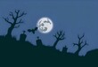 cemetery under the full moon on halloween