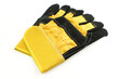 Black and yellow working gloves isolated on white background. Safety work wear