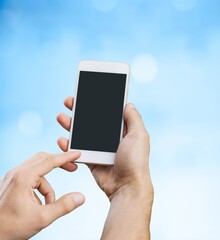 Canvas Print - phone mockup with blank screen on blue background