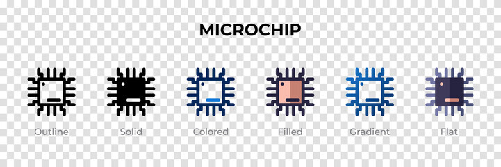 Poster - Microchip icon in different style. Microchip vector icons designed in outline, solid, colored, filled, gradient, and flat style. Symbol, logo illustration. Vector illustration