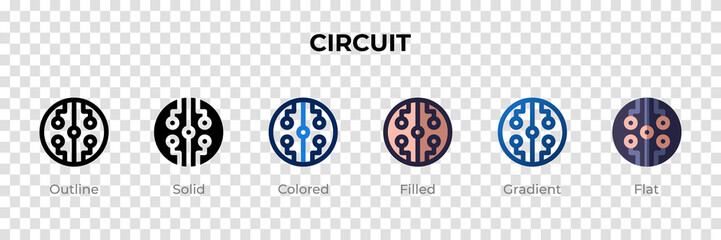 Poster - Circuit icon in different style. Circuit vector icons designed in outline, solid, colored, filled, gradient, and flat style. Symbol, logo illustration. Vector illustration