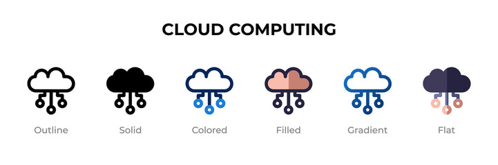 Poster - Cloud Computing icon in different style. Cloud Computing vector icons designed in outline, solid, colored, filled, gradient, and flat style. Symbol, logo illustration. Vector illustration