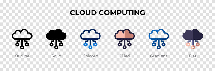 Poster - Cloud Computing icon in different style. Cloud Computing vector icons designed in outline, solid, colored, filled, gradient, and flat style. Symbol, logo illustration. Vector illustration