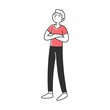 Young boy with arrogant and angry behavior flat vector illustration. Characters standing lonely in pride