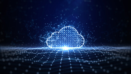 Fototapete - Digital Cloud Computing Cyber Security, Digital Data Network Protection, Future Technology Digital Data Network Connection Abstract Background Concept. 3d rendering