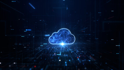 Fototapete - Digital Cloud Computing Cyber Security, Digital Data Network Protection, Future Technology Digital Data Network Connection Abstract Background Concept. 3d rendering