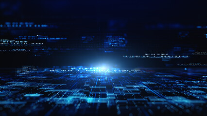 Poster - Digital cyberspace with particles, Digital data network connections, Big data hi-speed internet connection, Technology digital matrix abstract background, 3d rendering
