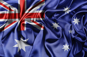 Wall Mural - Closeup of silky Australian flag