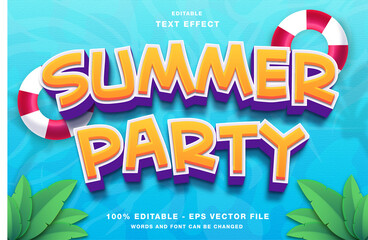 Wall Mural - Summer Party 3D Editable Text Effect