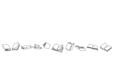 Wall Mural - books line art pattern vector illustration for decoration, background,etc. One line drawing of book icon.