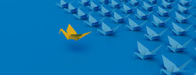Motivation Concept With Origami Birds On A Blue Background. 