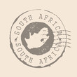Stamp Postal of South Africa. Map Silhouette rubber Seal.  Design Retro Travel. Seal of Map South Africa grunge  for your design.  EPS10