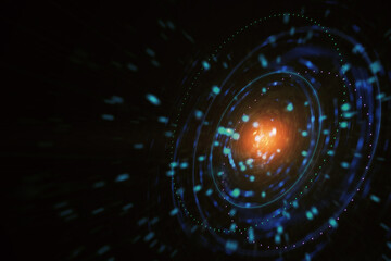 Poster - Creative digital circle dark space black hole backdrop. 3D Rendering.
