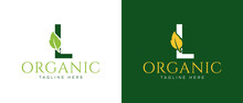 Initial Letter L With Leaf Logo Vector Concept Element, Letter  L Logo With Organic Leaf