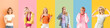 © Pixel-Shot - Set of pretty blonde women on colorful background