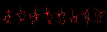 Ground Cracks With Red Glow Of Fire Or Magma Inside. Vector Realistic Set Of Lightning, Electric Impacts Or Cracks With Magic Light In Land In Top View Isolated On Black Background