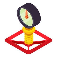 Poster - Industrial equipment icon isometric vector. Manometer equipment and square valve. Steel and iron industry, metallurgy
