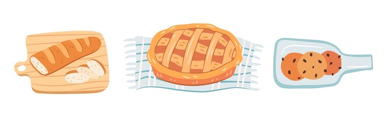 Pastry objects set. Vector illustration isolated