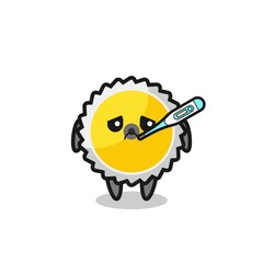 Poster - saw blade mascot character with fever condition