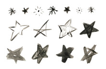 Brush Drawing Star Icons Isolated
