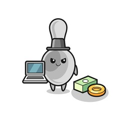 Poster - Mascot Illustration of spoon as a hacker