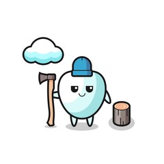 Sticker - Character cartoon of tooth as a woodcutter