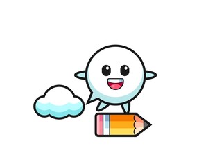 Sticker - speech bubble mascot illustration riding on a giant pencil