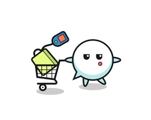 Sticker - speech bubble illustration cartoon with a shopping cart