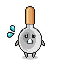 Sticker - cooking spoon mascot character with afraid gesture