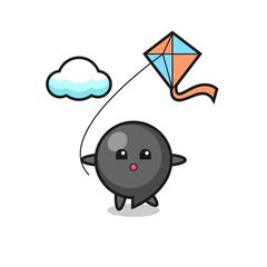 Poster - comma symbol mascot illustration is playing kite