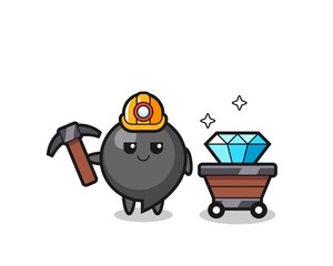 Sticker - Character Illustration of comma symbol as a miner