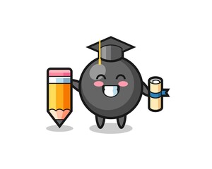 Wall Mural - dot symbol illustration cartoon is graduation with a giant pencil